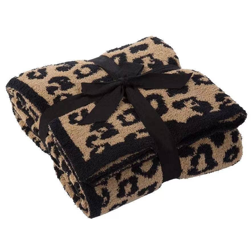 Coffee Dreamy Plush Leopard Blanket Thread Vine Boutique