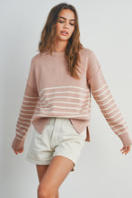 Load image into Gallery viewer, Blush &amp; Ivory Sweater Knit Striped Drop Shoulder Long Sleeve Winter Wear