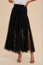 Load image into Gallery viewer, Madison Black Elegant Lace Paneled Maxi Skirt