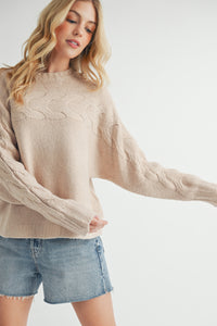 Viviana Oat Cable Sleeve Sweater