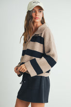 Load image into Gallery viewer, Lina Stripe Drop Shoulder With Wide Collar Sweater