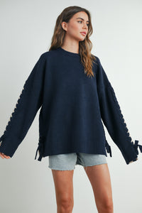 Frankie Crew Neck Long Sleeve Pullover Sweater