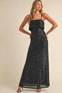 Everlee Black Sequin Tube Maxi Dress