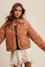 Load image into Gallery viewer, Aniyah Floral Tie Front Collar Heart Quilted Jacket