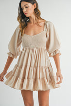 Load image into Gallery viewer, Sloane Ruffle Tier Beige Baby Doll Dress