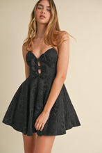 Load image into Gallery viewer, Mae Sweetheart Neckline Bow Jacquard Mini Dress