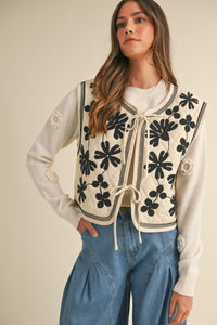 Azalea Floral Embroidered Quilted Vest