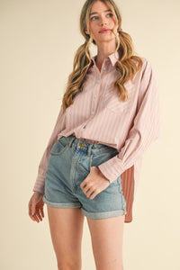 Belen Striped Button Down Oversized Shirt