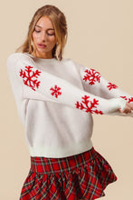 Load image into Gallery viewer, Alma Christmas Sweater Top with Fluffy Snowflake Sleeves