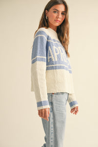 Anaya Apres-Ski Letter Front Sweater Top, Preorder 12/16