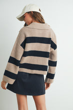 Load image into Gallery viewer, Lina Stripe Drop Shoulder With Wide Collar Sweater