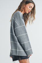 Load image into Gallery viewer, Hattie Striped Pattern Drop Shoulder Sweater, Preorder 12/22