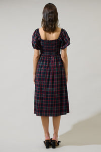 Freyja Arvada Plaid Alessi Puff Sleeve Midi Dress