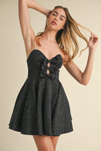 Load image into Gallery viewer, Mae Sweetheart Neckline Bow Jacquard Mini Dress