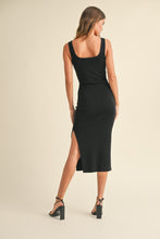 Load image into Gallery viewer, Martha Square Neck Knit Fitted Slit Midi Dress