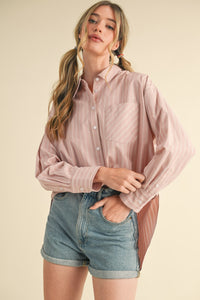 Belen Striped Button Down Oversized Shirt