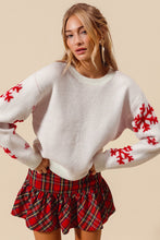 Load image into Gallery viewer, Alma Christmas Sweater Top with Fluffy Snowflake Sleeves