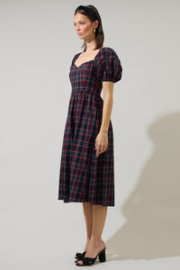 Freyja Arvada Plaid Alessi Puff Sleeve Midi Dress