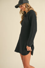 Load image into Gallery viewer, Cali Collar Flared Soft Rib Sweater Mini Dress