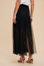 Load image into Gallery viewer, Madison Black Elegant Lace Paneled Maxi Skirt