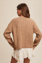 Load image into Gallery viewer, Amora Classic V-Neck Cable Knit Sweater