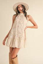 Load image into Gallery viewer, Kataleya Embellished Mixed Media Bubble Hem Mini Dress