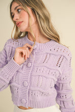 Load image into Gallery viewer, Brynleigh Cropped Pointelle Button Down Sweater Cardigan