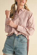 Load image into Gallery viewer, Belen Striped Button Down Oversized Shirt