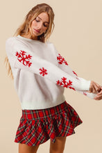 Load image into Gallery viewer, Alma Christmas Sweater Top with Fluffy Snowflake Sleeves