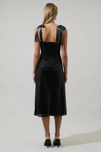 Thalia Adelisa Sequin Tie Strap Midi Dress