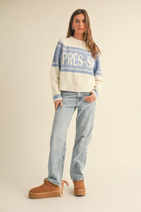 Anaya Apres-Ski Letter Front Sweater Top, Preorder 12/16