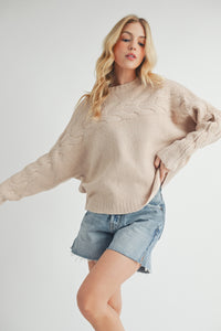 Viviana Oat Cable Sleeve Sweater