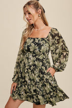 Load image into Gallery viewer, Kali Leaf Print Square Neck Tiered Mini Dress