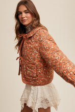 Load image into Gallery viewer, Aniyah Floral Tie Front Collar Heart Quilted Jacket