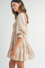 Load image into Gallery viewer, Sloane Ruffle Tier Beige Baby Doll Dress