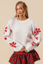 Load image into Gallery viewer, Alma Christmas Sweater Top with Fluffy Snowflake Sleeves