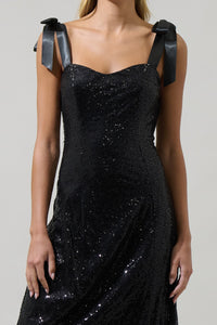 Thalia Adelisa Sequin Tie Strap Midi Dress