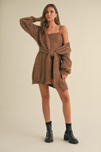 Load image into Gallery viewer, Briella Soft Sleeveless Tube Mini Dress and Cardigan Set in Brown