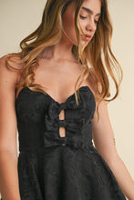 Load image into Gallery viewer, Mae Sweetheart Neckline Bow Jacquard Mini Dress