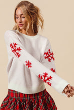 Load image into Gallery viewer, Alma Christmas Sweater Top with Fluffy Snowflake Sleeves