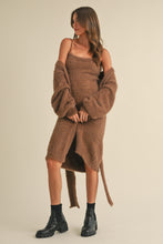 Load image into Gallery viewer, Briella Soft Sleeveless Tube Mini Dress and Cardigan Set in Brown