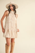 Load image into Gallery viewer, Kataleya Embellished Mixed Media Bubble Hem Mini Dress