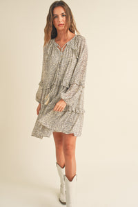 Raelynn Daisy Long Sleeve Flutter Dress