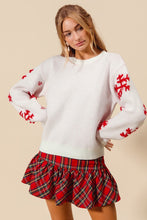 Load image into Gallery viewer, Alma Christmas Sweater Top with Fluffy Snowflake Sleeves