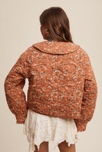 Load image into Gallery viewer, Aniyah Floral Tie Front Collar Heart Quilted Jacket