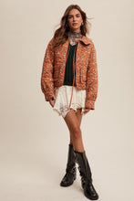 Load image into Gallery viewer, Aniyah Floral Tie Front Collar Heart Quilted Jacket