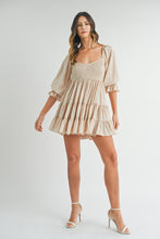 Load image into Gallery viewer, Sloane Ruffle Tier Beige Baby Doll Dress