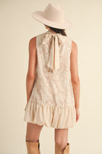 Load image into Gallery viewer, Kataleya Embellished Mixed Media Bubble Hem Mini Dress