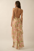 Load image into Gallery viewer, Mara Watercolor Maxi Dress with Criss Cross Back