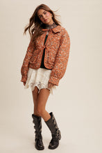 Load image into Gallery viewer, Aniyah Floral Tie Front Collar Heart Quilted Jacket